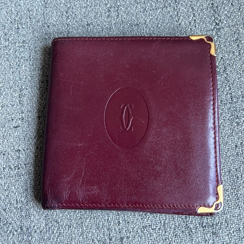 Cartier Leather Bifold Wallet with Gold Accents